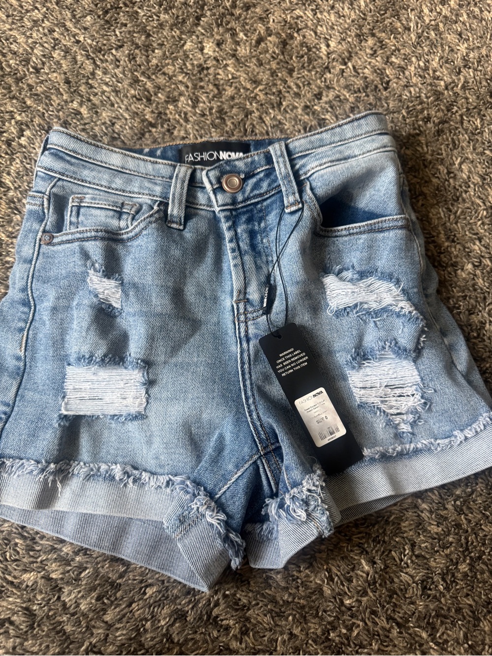 Fashion Nova Light Wash Distressed Denim Cutoff Shorts